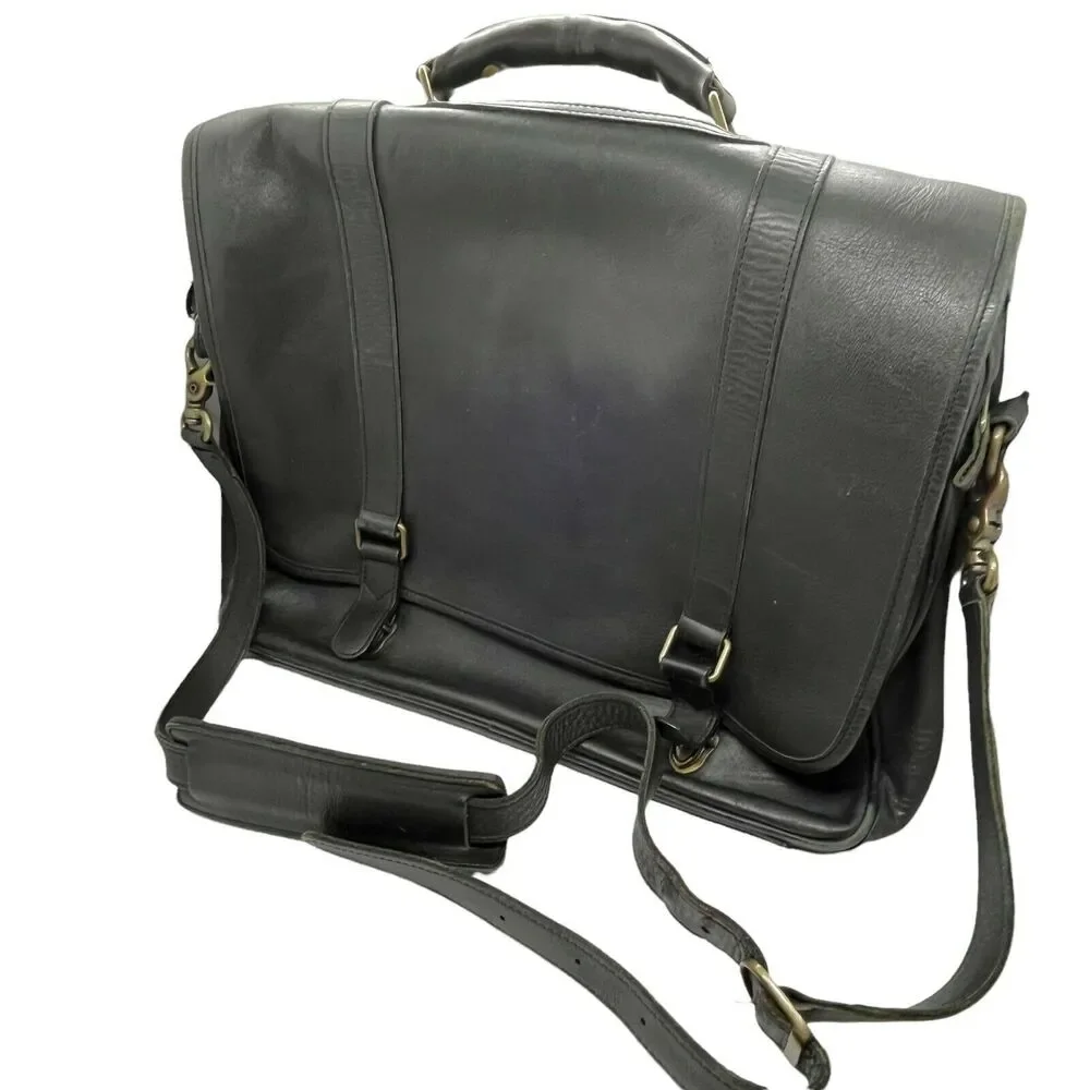 Messenger Bag Vintage Eddie Bauer Unisex Black Distressed Adjustable Strap